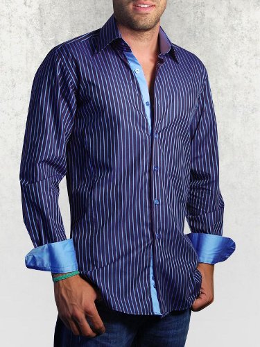 chemise-homme-rayee-bleue